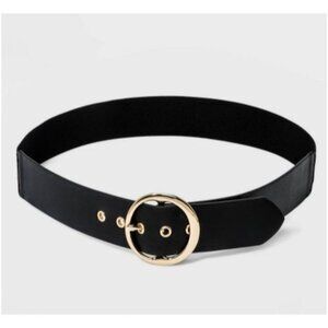 A New Day Womens Black Round Stretch Buckle Belt Fashion Accessory Sz Medium